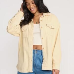 Billabong Fadeaway Elephant Long Sleeve Cord Shacket Butter Yellow Small